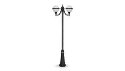 چراغ پارکی دو شاخه کلاسیک سربالا برند شب تاب مدل توپی کد SH-110532011/SH-119212001