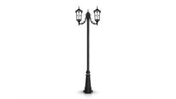 چراغ پارکی دو شاخه کلاسیک سربالا برند شب تاب مدل روشا کد SH-110562011/SH-119162001