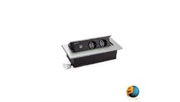 باکس دو پریز + دو USB نقره ای ملونی