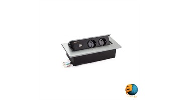 باکس دو پریز + دو USB نقره ای ملونی