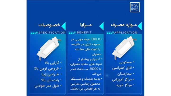 چراغ دانلایت HPF مربع 6 وات برند opple