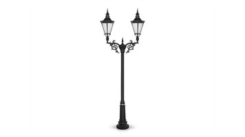 چراغ پارکی دوشاخه پیچک سربالا برند شب تاب مدل اسپانیایی کد SH-110802281/SH-119182001